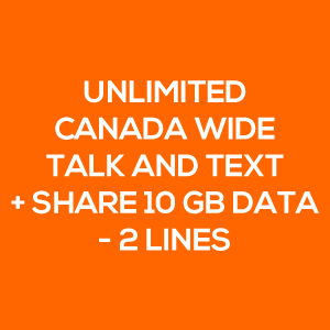 unlimited canada wide talk text share 10GB data 2 lines