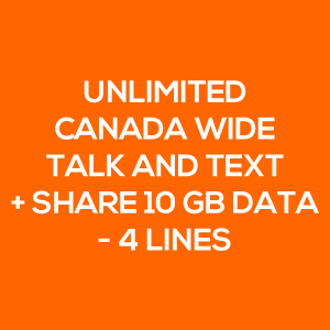 unlimited canada wide talk text share 10GB data 4 lines