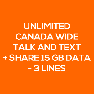 unlimited canada wide talk text share 15GB data 3 lines